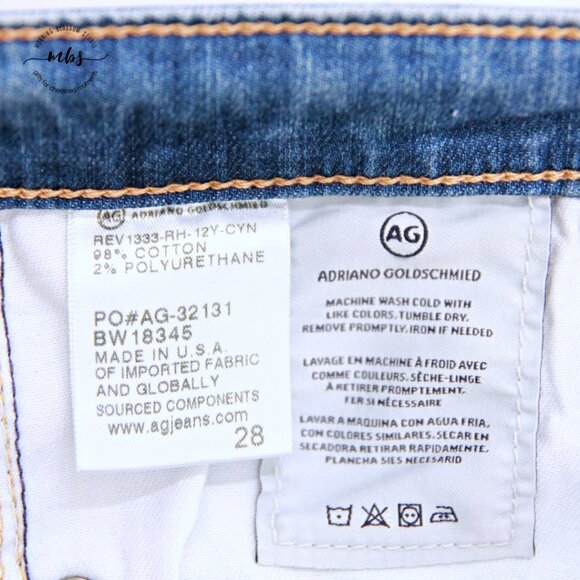 AG The Stilt Cigarette Roll Up Low Waist Frayed Hem Ankle Jeans Blue Women 28 - Picture 7 of 10